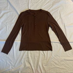 brown shein long sleeve shirt